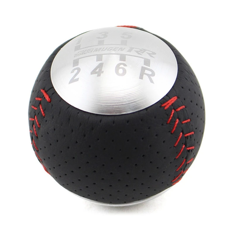JDM Mu gen RR 5/6 Speed Leather gear shift knob dla HONDA CRZ Type R Civic FA5 FG2 SI BLACK&SILVER
