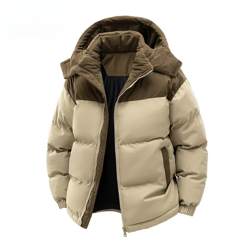 

Winter New Popular High Quality Thick Warm Fashion Trendy Hooded Cotton Jacket Comfortable Casual Versatile Color Blocked Coat
