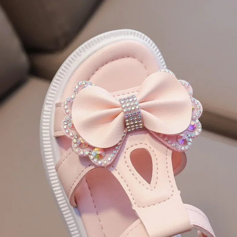 Girls Sandals Kids Soft Soles Casual Princess Shoes New Water Diamond Beach Shoes Bow Shaped Girl Sandals