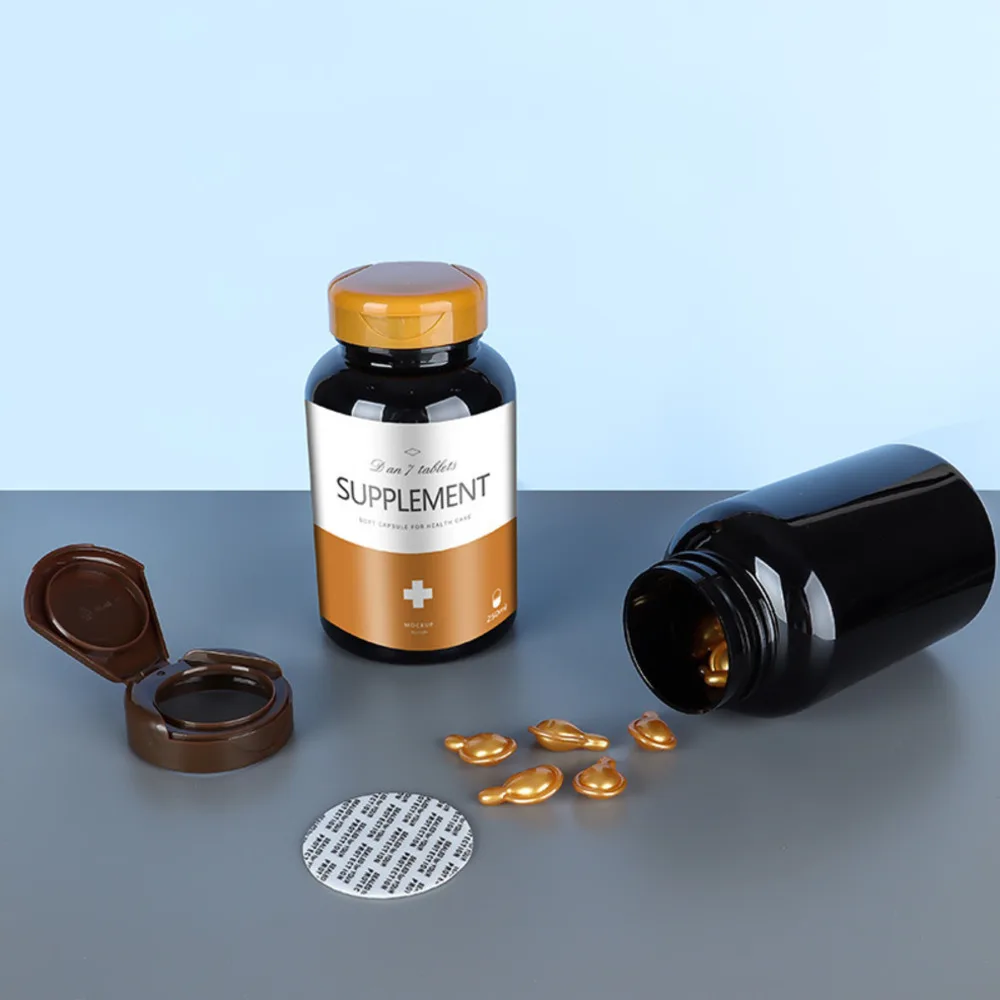 250ml black food-grade health product bottle, medicine tablet candy bottle, empty PET plastic bottle for packaging view 3