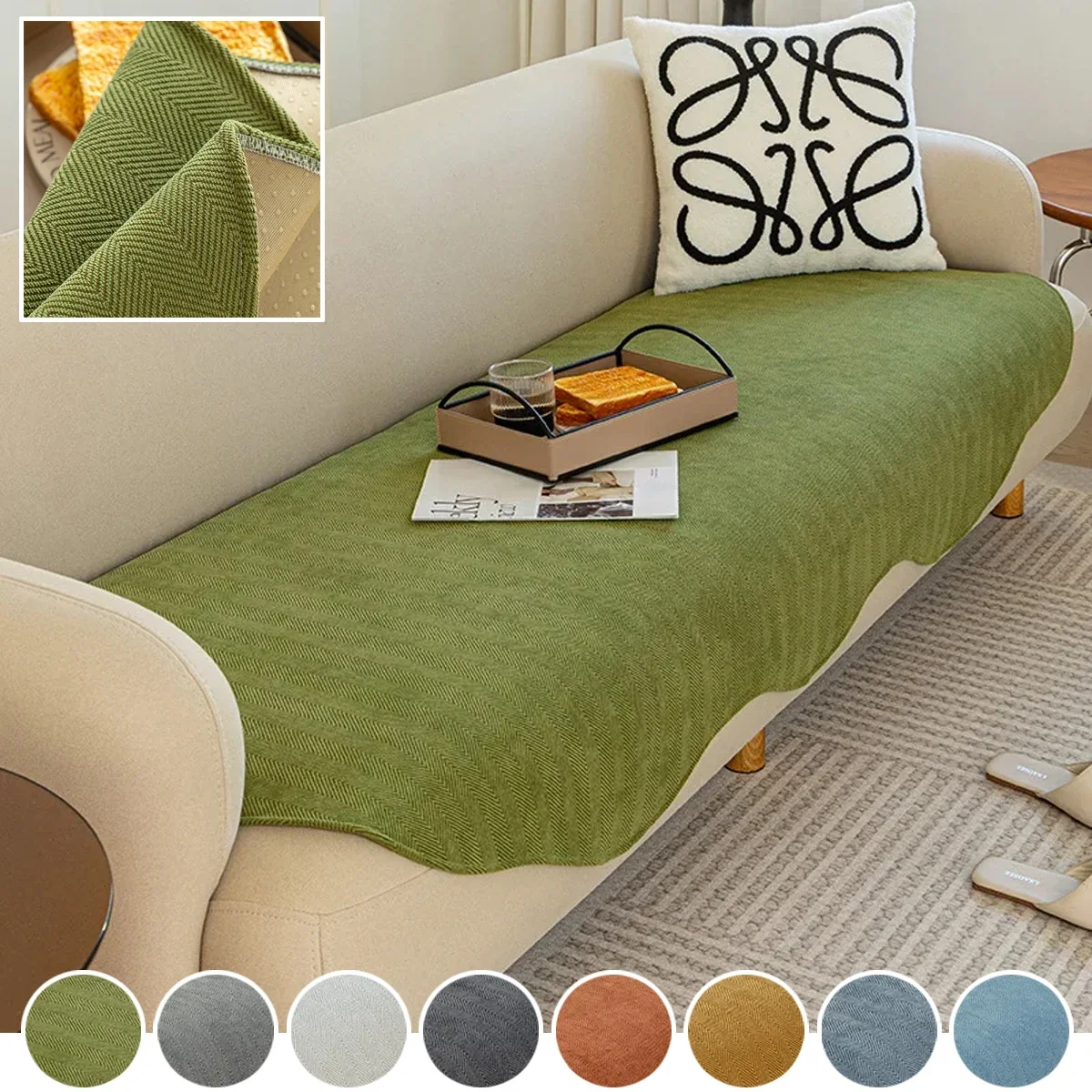

Irregular Shaped Soft Sofa Towel Solid Color Luxury Sofa Covers for Living Room All Season Universal Anti-slip Couch Covers 1PC