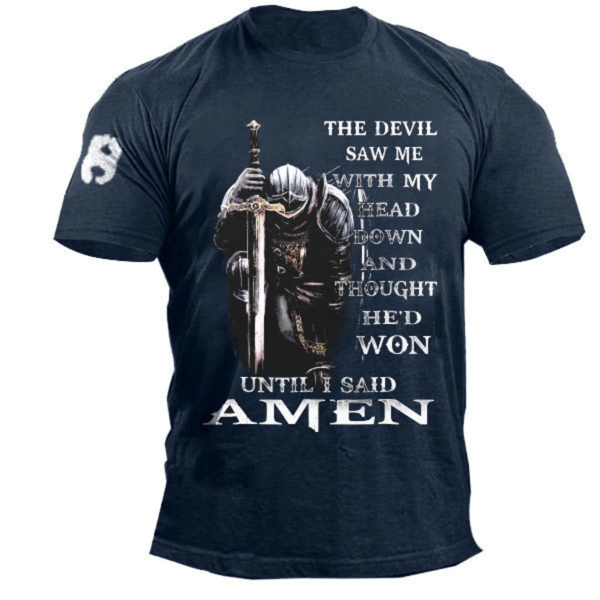 

Men's Quick-dry T-shirt Knight Graphic Tee Breathable Tshirt The Devil Saw Me Quote T-shirt Men’s Tshirt Dry Tee Daily T shirt