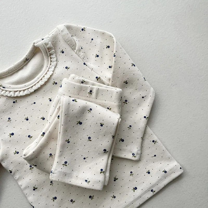 2026 Spring New Baby Long Sleeve Clothes Set Infant Floral Tops + Pants 2pcs Suit Cotton Baby Home Clothing Boys Girl Outfits