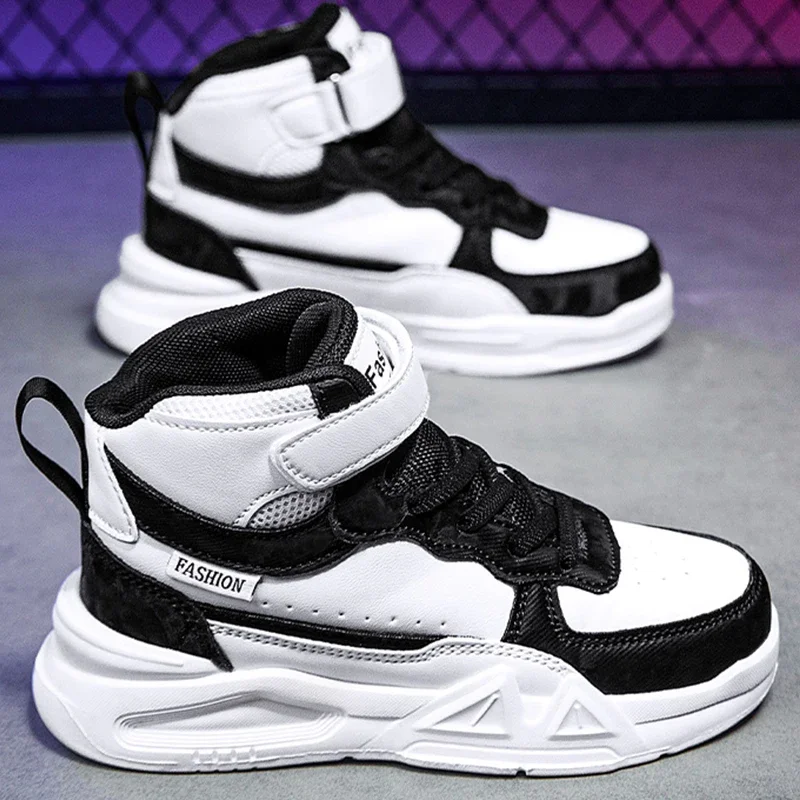 

Children's Running Shoes Outdoor Leather Surface Fashionable Tennis Shoes Casual High Top Comfortable Board Shoes for Kids