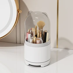 Makeup Brushes Holder Portable Desktop Makeup Organizer Cosmetic Storage Box 360° Rotating Make Up Tools Container