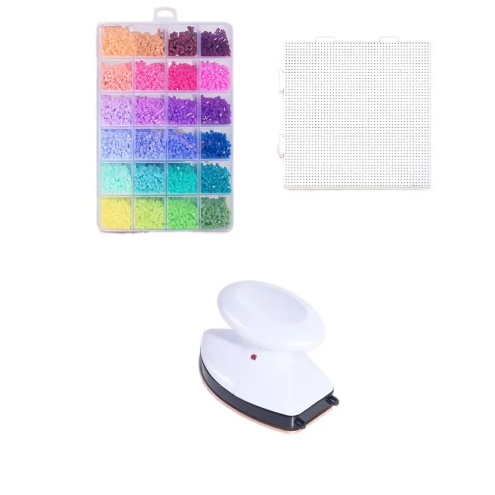 Colorful Bean Splicing Material Package Pegboard Sheets DIY Iron-on Bead Craft Kit Storage Box 24/48/72/96 Colors