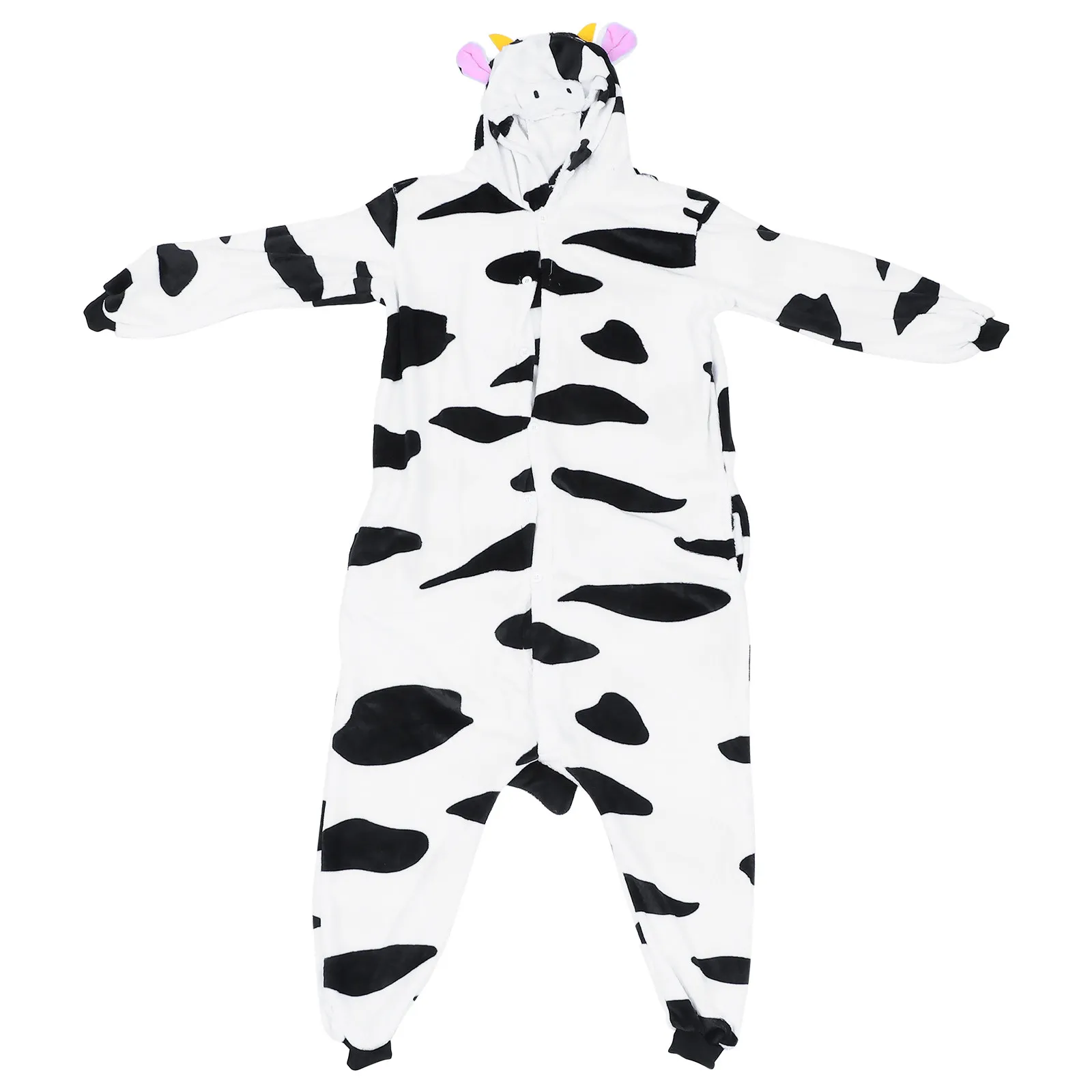 

1Pcs Cute Cartoon Cow Flannel Pajamas Jumpsuit Unisex Soft Warm Sleepwear for Cold Days Home Lounge Costume Nightgown