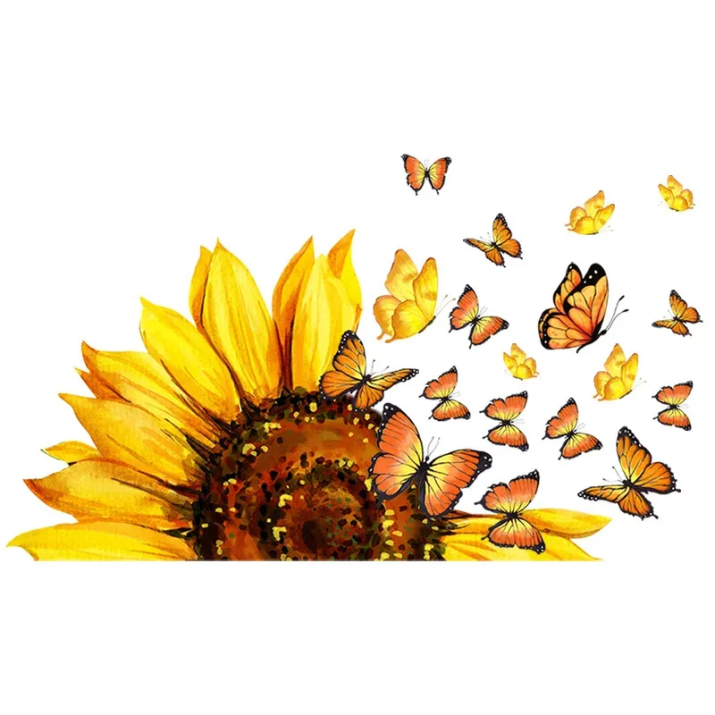 Sunflower Butterfly Stickers Static Cling Window Stickers Glass Stickers Window Stickers Room Decorations