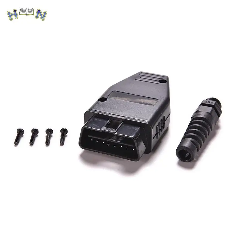 OBDII 16 Pin Adaptor OBD2 Connector OBD II Plug Connectors Male OBD 16PIN 1 Set Drop Shipping