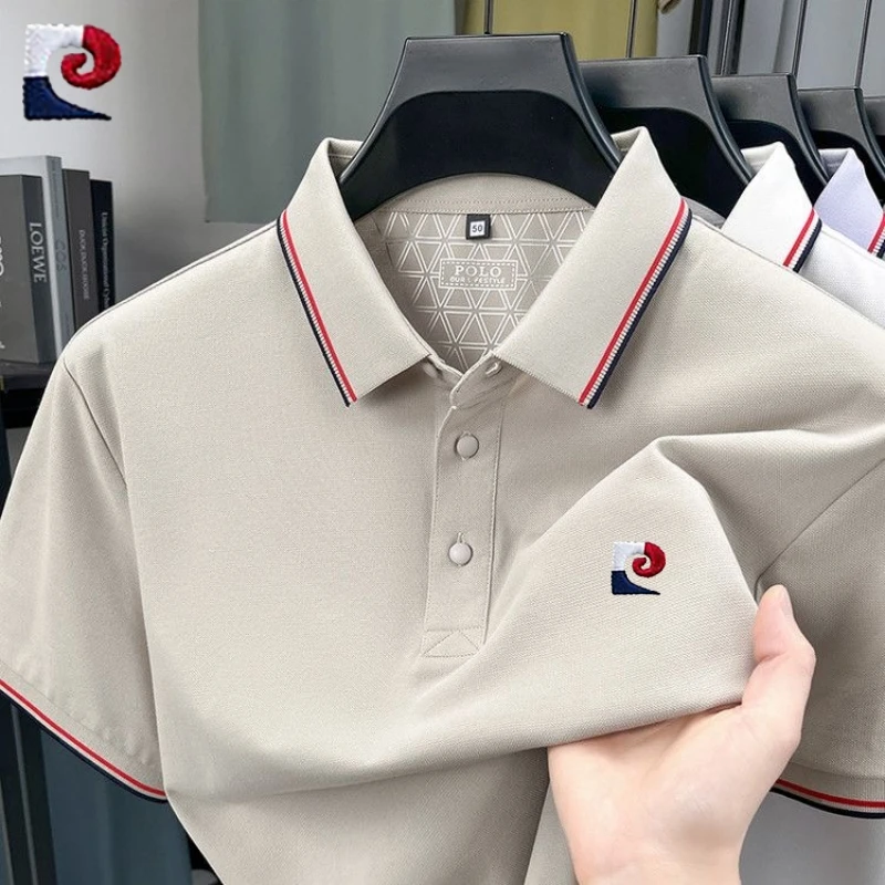 New summer high-quality polo shirt for men, fashionable and casual, moisture absorbing, breathable and cool top