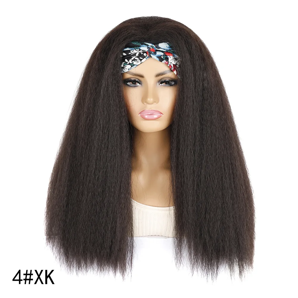 Synthetic Curly European and American Women Headband Wig Corn Long Hair Yaki Straight Chemical Fiber Fluffy Afro Head Cover