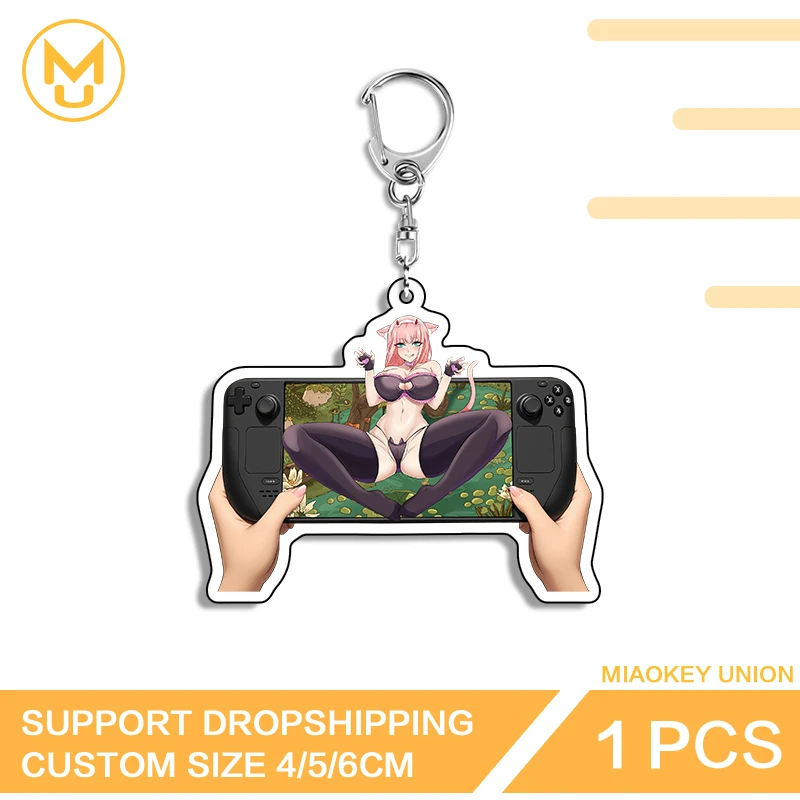 وحدة تحكم ألعاب مثيرة صفر اثنين Waifu Edgy فريدة من نوعها قسط مزدوجة الوجهين سلسلة مفاتيح البساطة الإبداعية شخصية مسلية المجوهرات #1