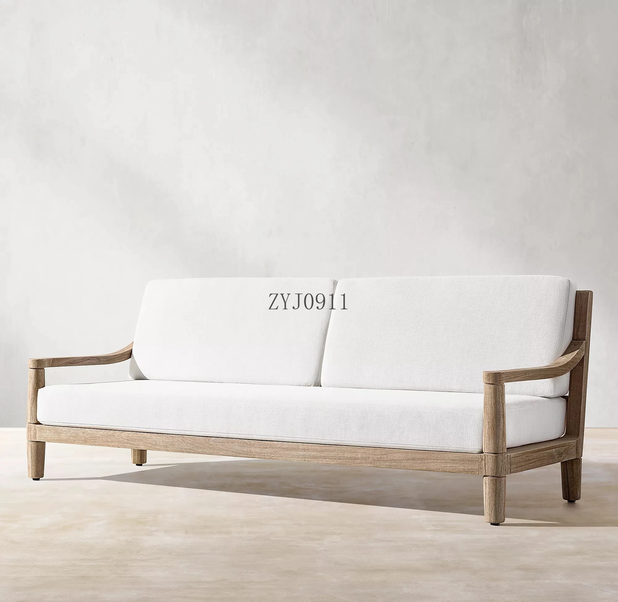 中国製家具クッション付きラウンジセットチーク材ソファテラスセット