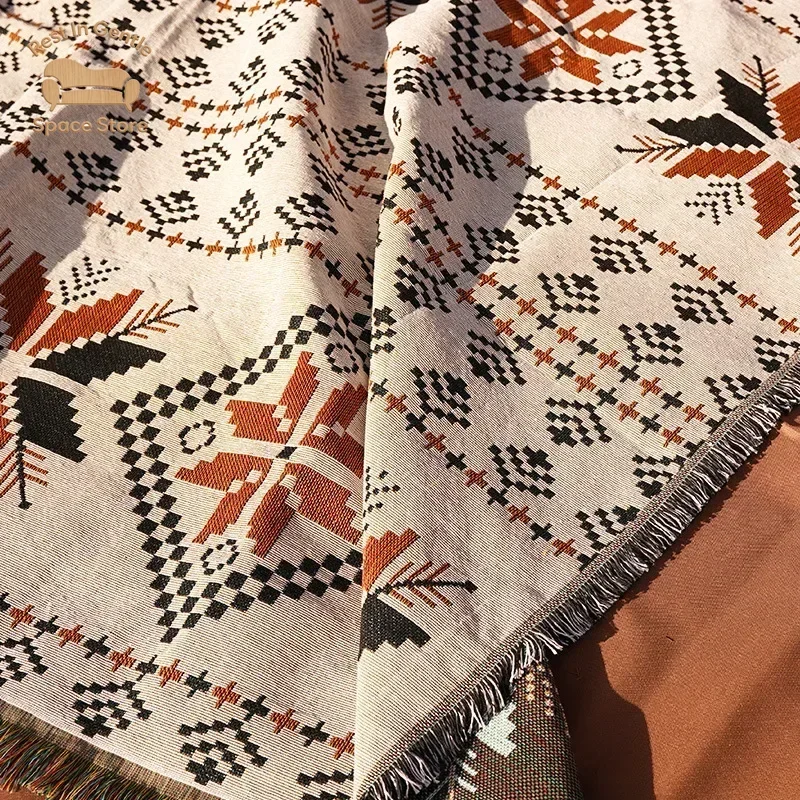 Bohemian Carpet Picnic Mat Outdoor Mat Camping Supplies Picnic Cloth Equipment Moisture-proof Mat Ins Ethnic Style