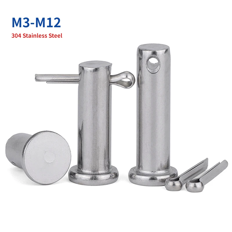 M3 M4 M5 M6 ~ M12 GB882 304 de acero inoxidable con orificio, juego de pasadores de chaveta de eje, pasador cilíndrico de cabeza plana, Pin de posicionamiento