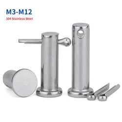 M3 M4 M5 M6 ~M12 GB882 304 Stainless Steel with Hole Pin Shaft Cotter Pin Set Flat Head Cylindrical Pin Plug Pin Positioning Pin