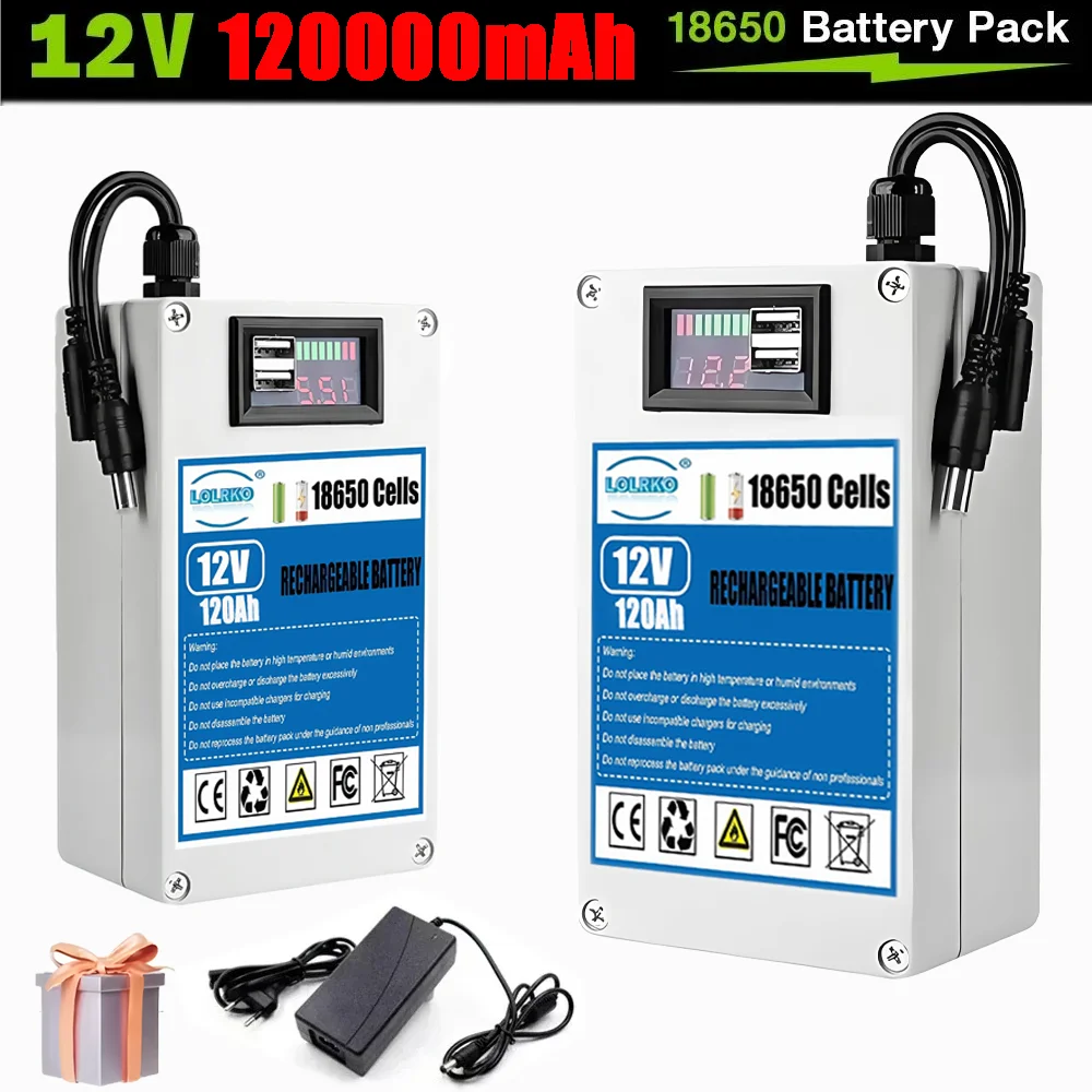 

12V 120Ah Lithium LiFePO4 Deep Cycle Battery for Solar,Fish Finder, Power Wheels, Lighting, Off-Grid Applications Built-in BMS