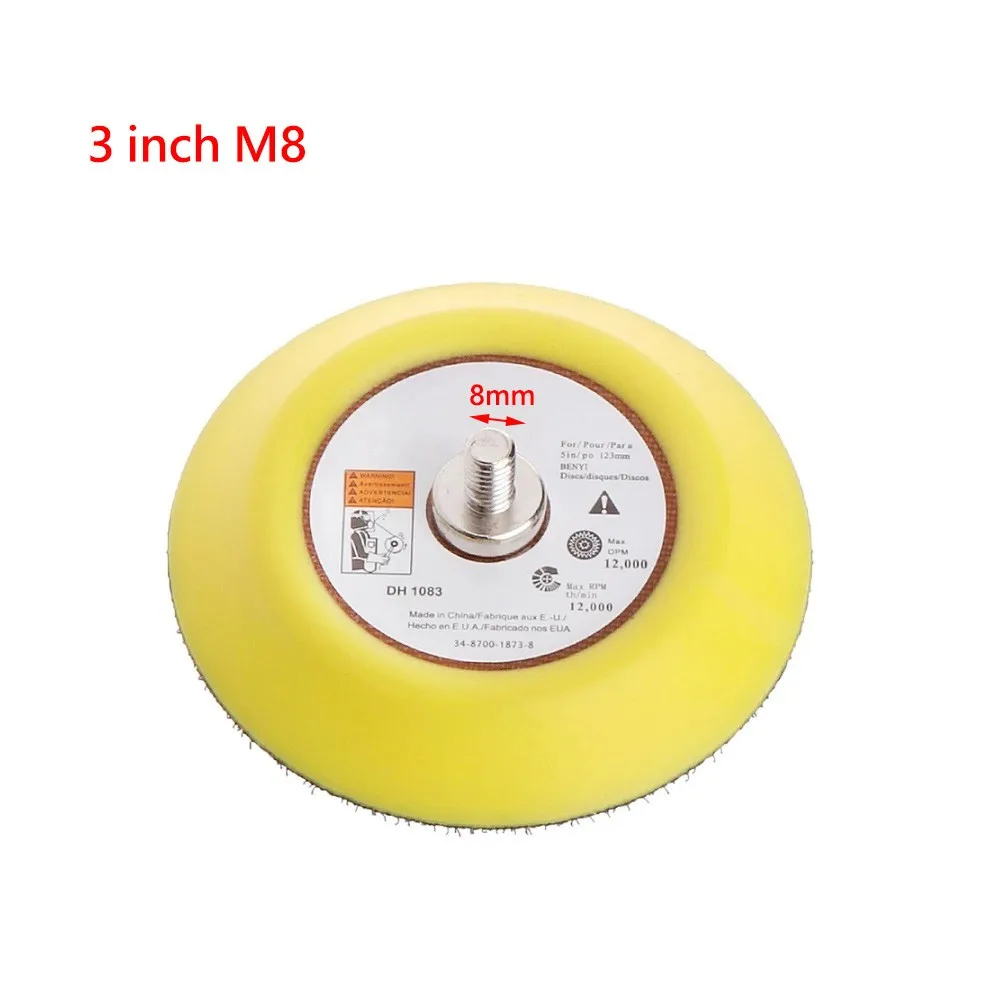 2/3/5 Inch Sanding Polishing Backing Pad Hook And Loop Sander Backing Pad Hand M6 M8 Thread For Air Sander Power Tools