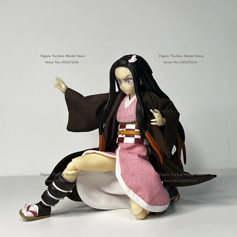 1/12 Kamado Nezuko Anime Girl Soldier Kimono Coat Pink Short Skirt Clothes Accessory For 6