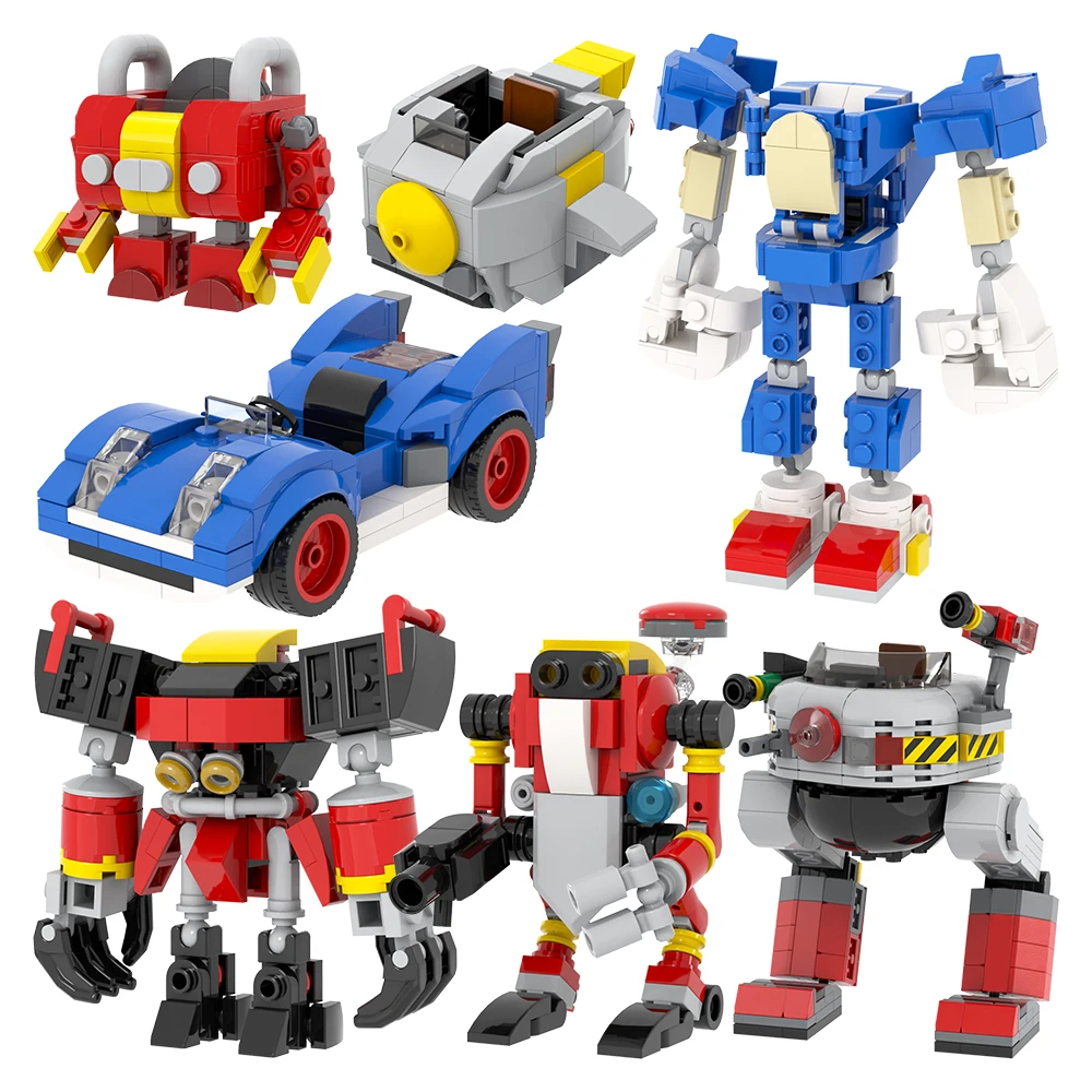 MOC Hedgehog Mech Bricks Car Game Anime Airship Dr Eggmaned Robot Compatible Figure Building Blocks Toys For Children Adult Gift