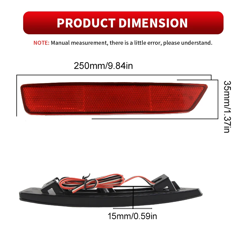 

2PCS LED Rear Bumper Reflector Brake Lights Canbus For Honda JAZZ Fit 2020-2025 Red/Smoked Lens Tail Stop Lamps Car Accessories