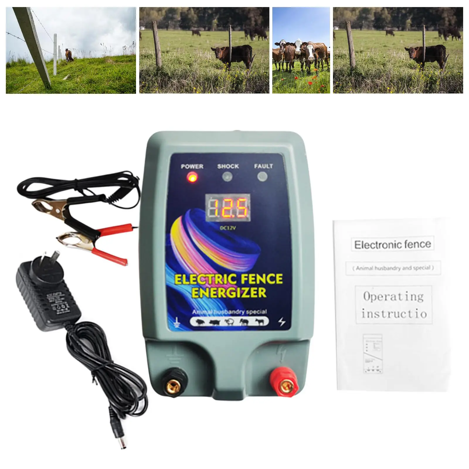 

Electric Fence Energizer Portable Livestock Supplies for Farm Lawn Cattle