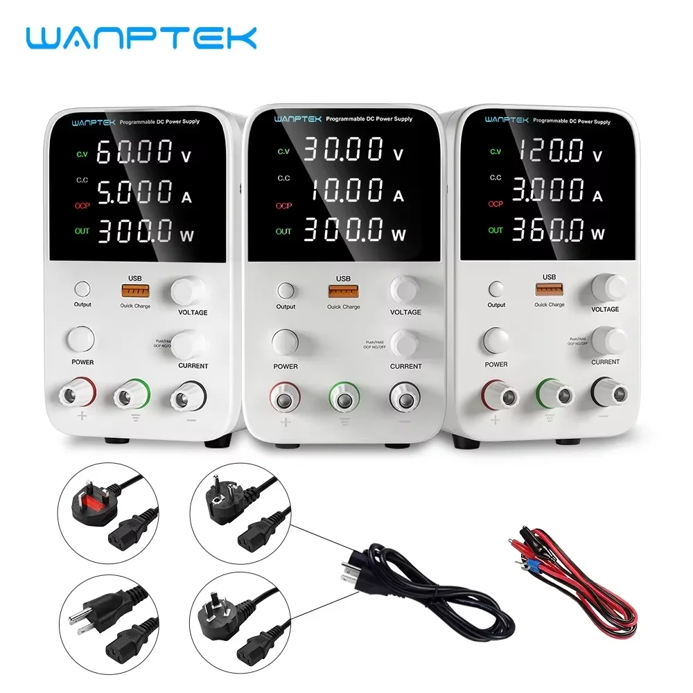 Wanptek Adjustable Laboratory Power Supply with 4-digit LED Display, USB Fast Charging Encoder Adjustment DC Power Supply