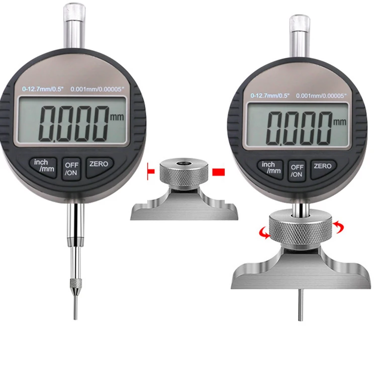 Digital Dial Indicator 0-12.7mm 0.01mm 0.001mm Touch Display Depth Gauge Dial Depth Gage Base Accessory