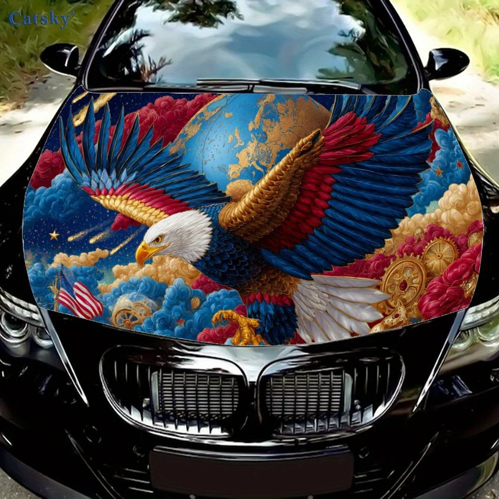 

Dominant Color - Winged Eagle Print car hood stickers, waterproof self-adhesive, scratch resistant, easy to stick, durable car P