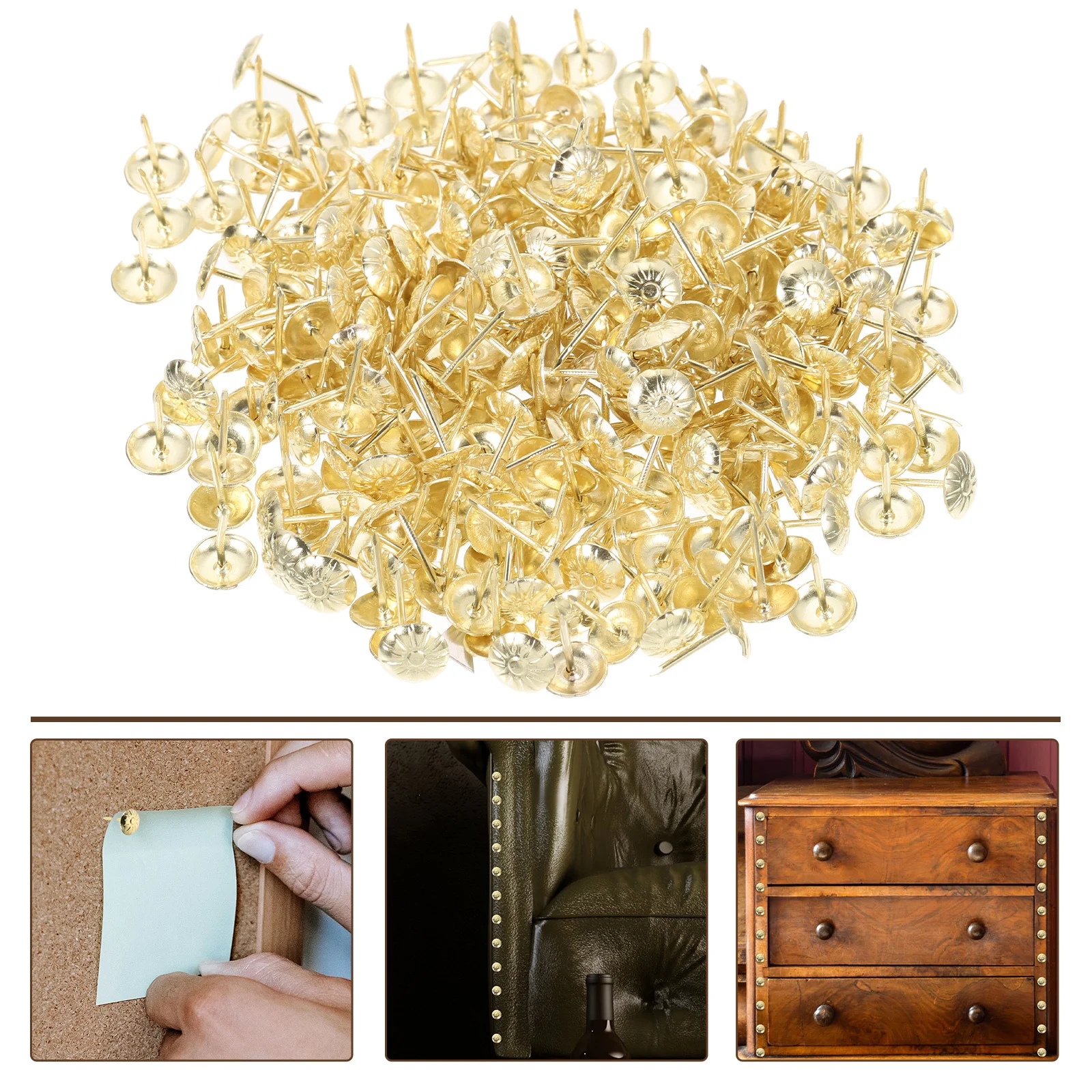 

300Pcs Upholstery Nails Iron Vintage Decorative Tacks for Furniture Sofa Chair Decorative Push Pins and DIY Upholstery Tacks