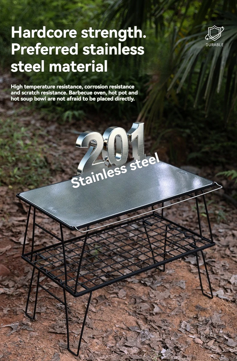 CAMPINGMOON T-2305 IGT Tragbare Spleißen Picknick Edelstahl Hochlager Outdoor Camping Top Platte Klapptisch Bord – Detail 3