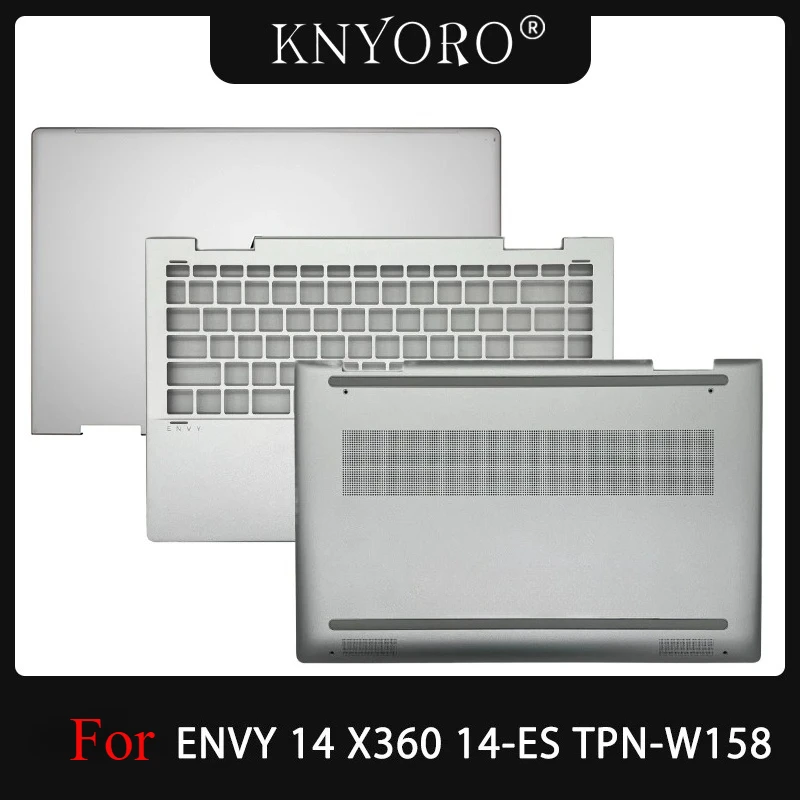 New For HP ENVY X360 14-ES TPN-W158 Laptop LCD Back Cover Upper Palmrest Top Housing Case Bottom Base Cover Silver Housing Shell