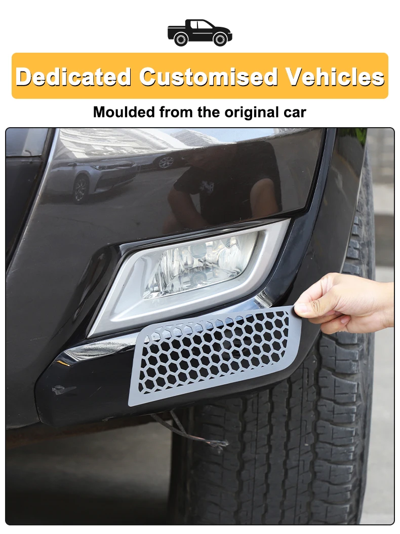 

For Ford Ranger 2015-2022 Car Front Fog Light Cover Fog Lamp Frame Trim Stickers carbon steel Black Car Accessories