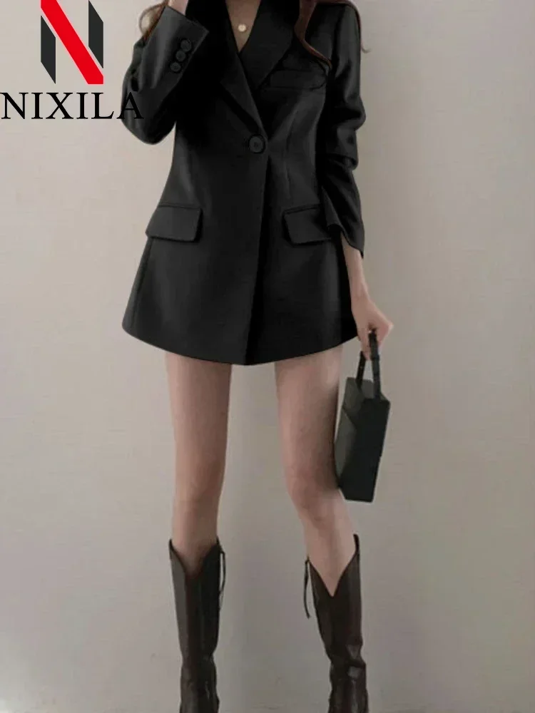 New Spring Autumn Long Style Blazer for Women Outerwears Korean Fashion Office Lady Coats Loose Elegant Women\'s Jacket Clothing