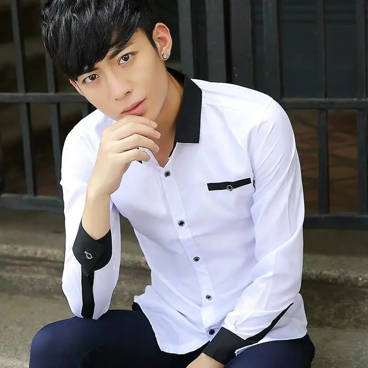 Men's Long-sleeved Slim Black Solid Color Large-size Thin Shirt Business Professional Workwear