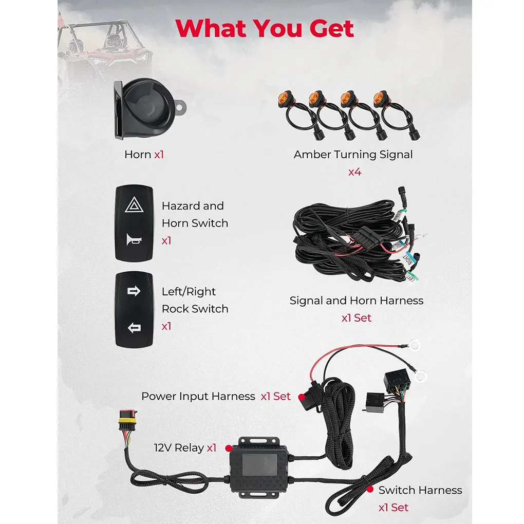 UTV Turn Signal Kit Turn Signal Kit Universal UTV ATV Street Legal Turn Signal With Rocker Switch