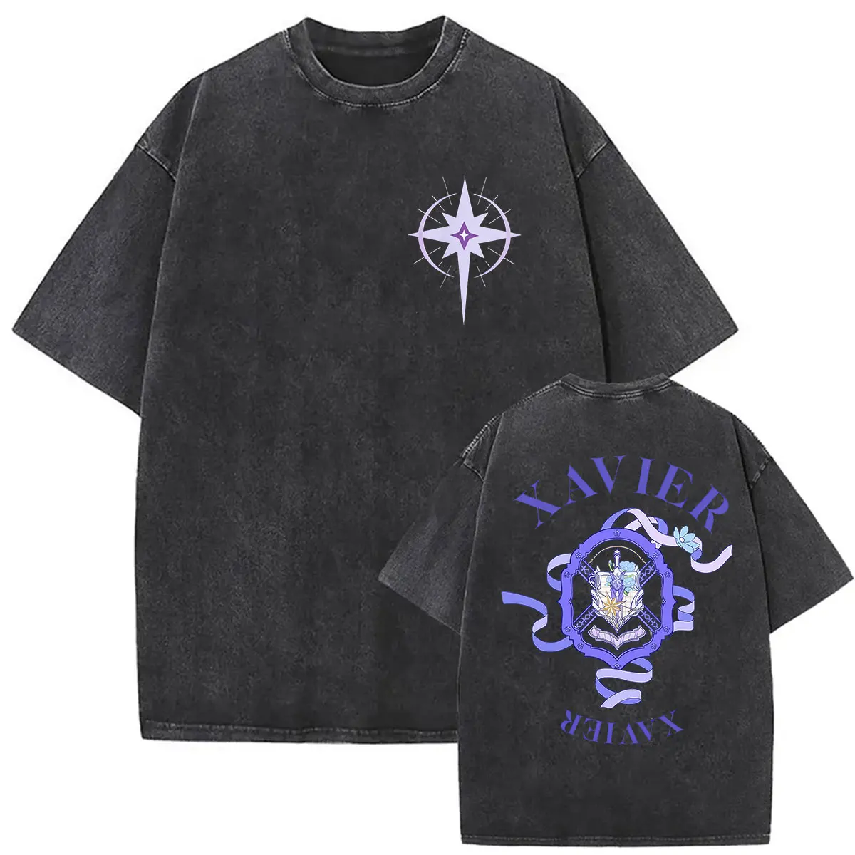 Vintage Washed Game Love and Deepspace Zayne Double Sided T Shirt Men Women Fashion O-Neck Oversized High Quality Cotton T-shirt