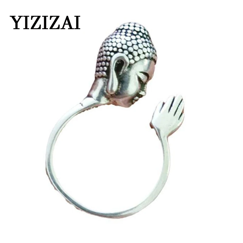 YIZIZAI Tibetan Buddhism Lcuky Ring Men Women Buddha Head Rings Health Wealth Pray Jewelry Gift for Friend