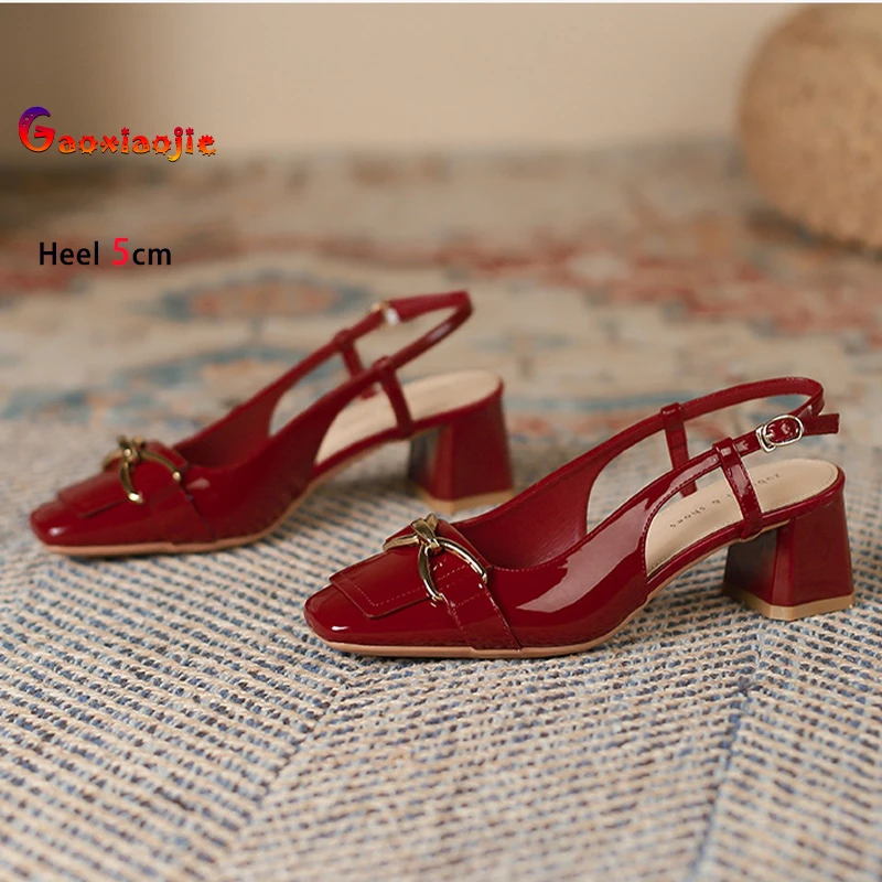 

Женская обувь на среднем каблуке с кристаллами винно-красного цвета, женские туфли-лодочки на толстом каблуке с квадратным носком, сандалии с пустым ремешком и пряжкой, вечерние туфли