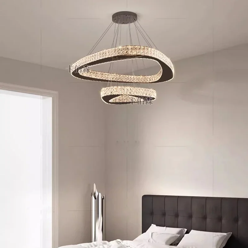 Nordic Minimalist Decor Acrylic Geometric Ring Led Chandelier Bedroom Kitchen Dining Table Living Room Pendant Lamp Design