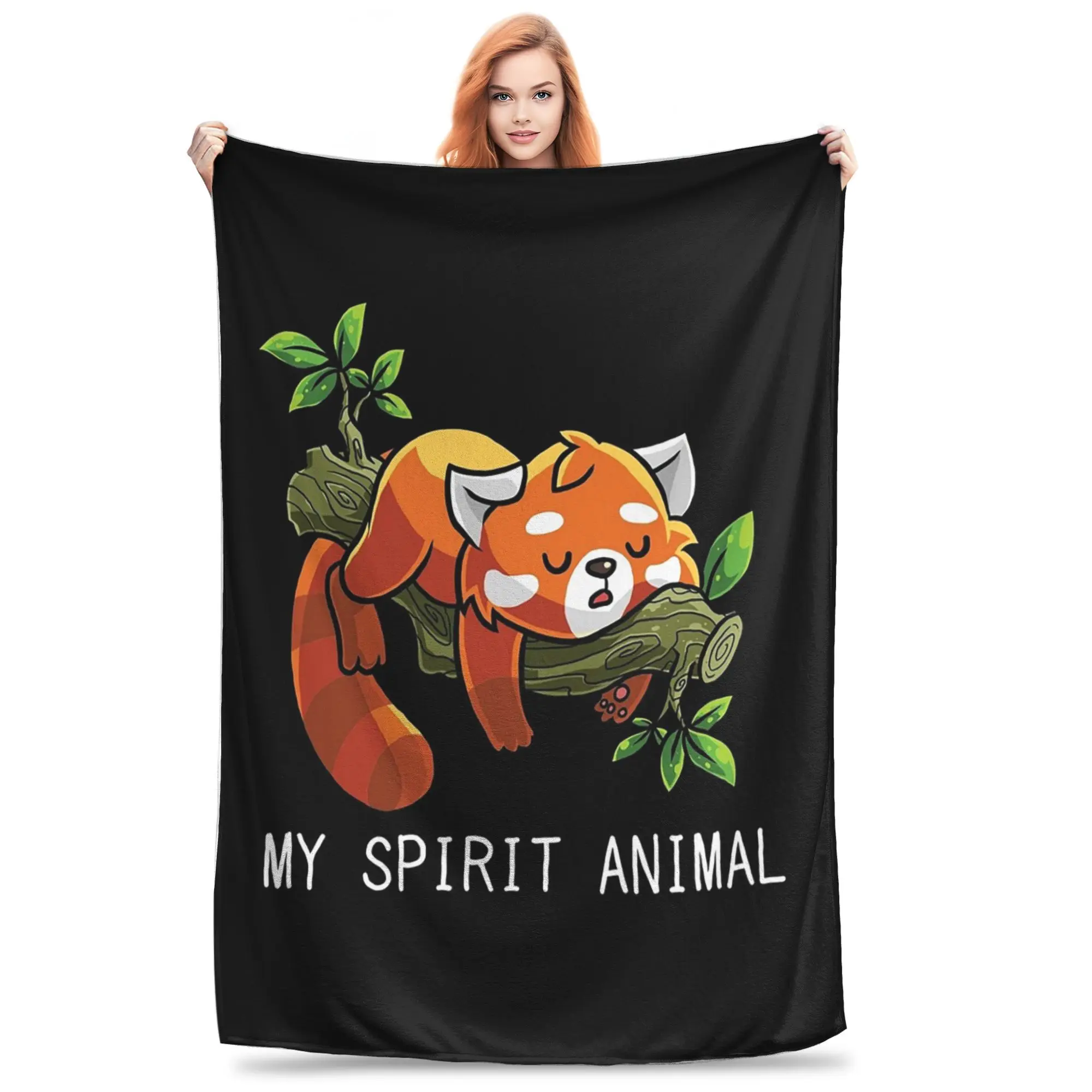 Red Panda Spirit Animal Blankets Soft Warm Flannel Throw Blanket Cover for Bed Living room Picnic Travel Home Couch