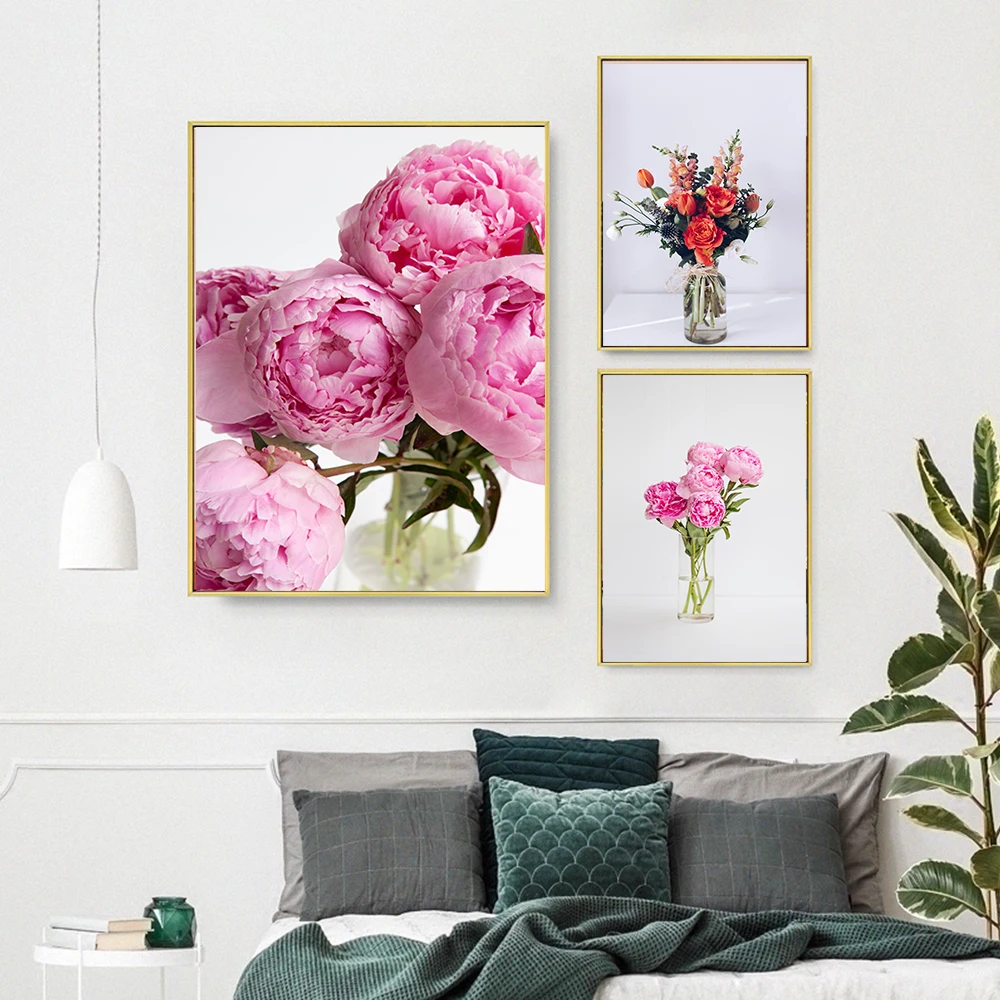 Peony Flower Poster Nordic Blush Floral Botanical Prints Canvas Painting Wall Art Scandinavian Picture Room Decor