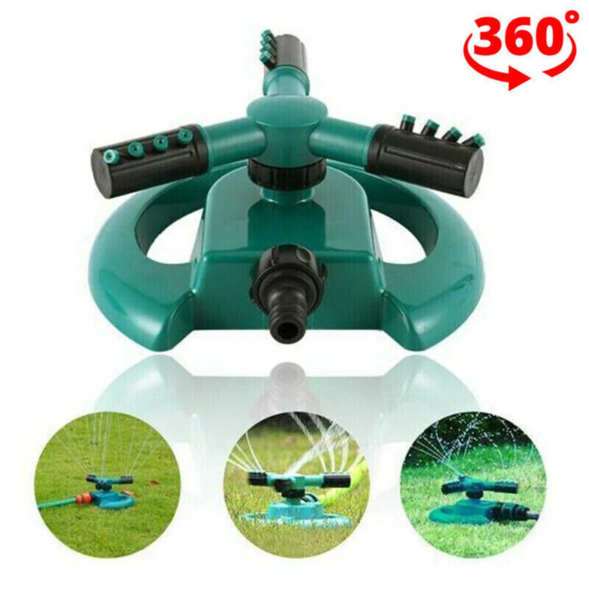 

360° Rotating Garden/Lawn Sprinkler 3-Arms System Automatic Watering Irrigation