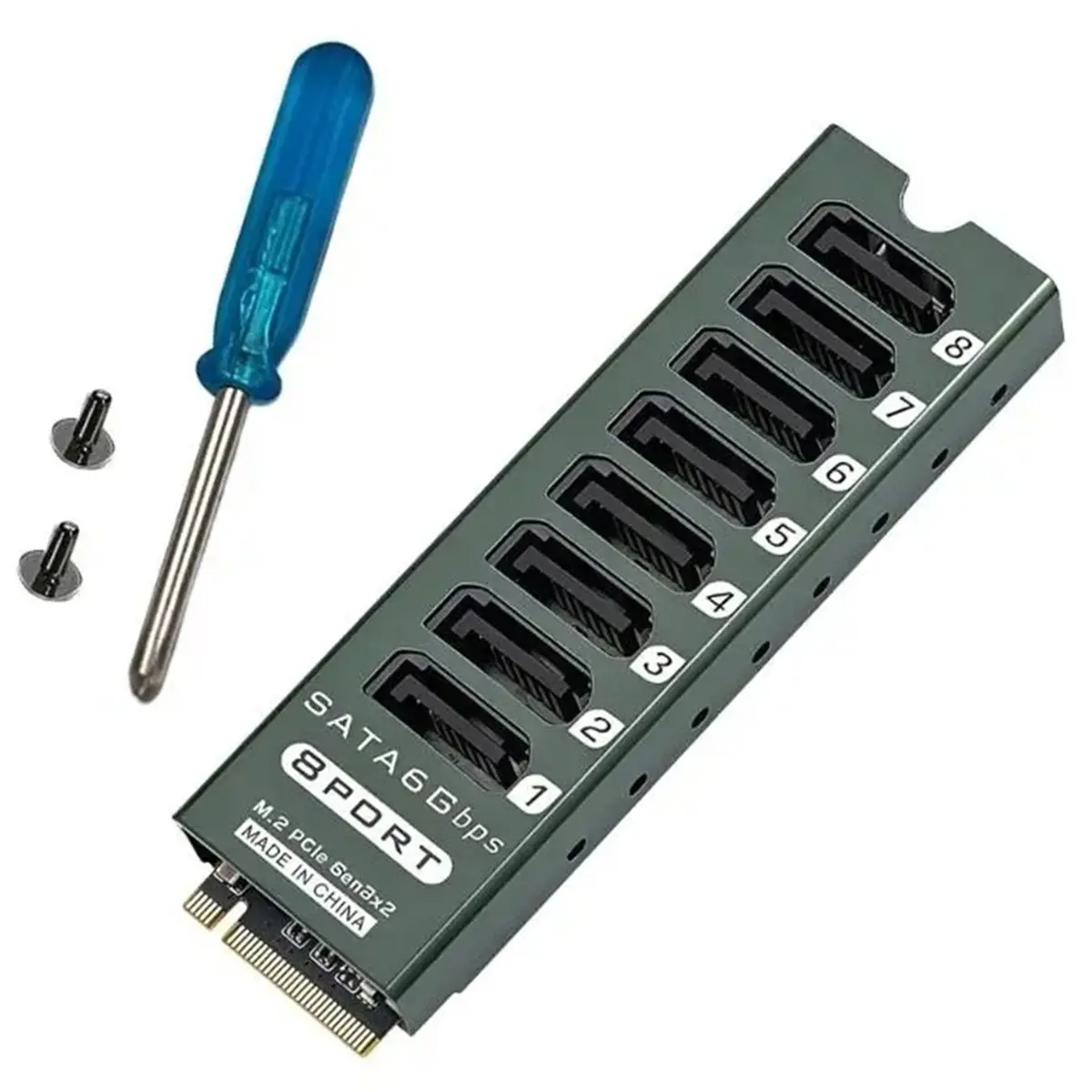 Y1167A*☀▃8 Port SATA 3.0 Expansion Card for M.2 PCIe Slots High-Speed 6Gbps Controller for Data Centers