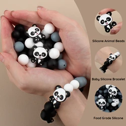 47Pcs/lot Cute Panda 15mm Silicone Beads Set for Jewelry Making KeysChains DIY Chain Necklace Bracelet Jewellery Accessories