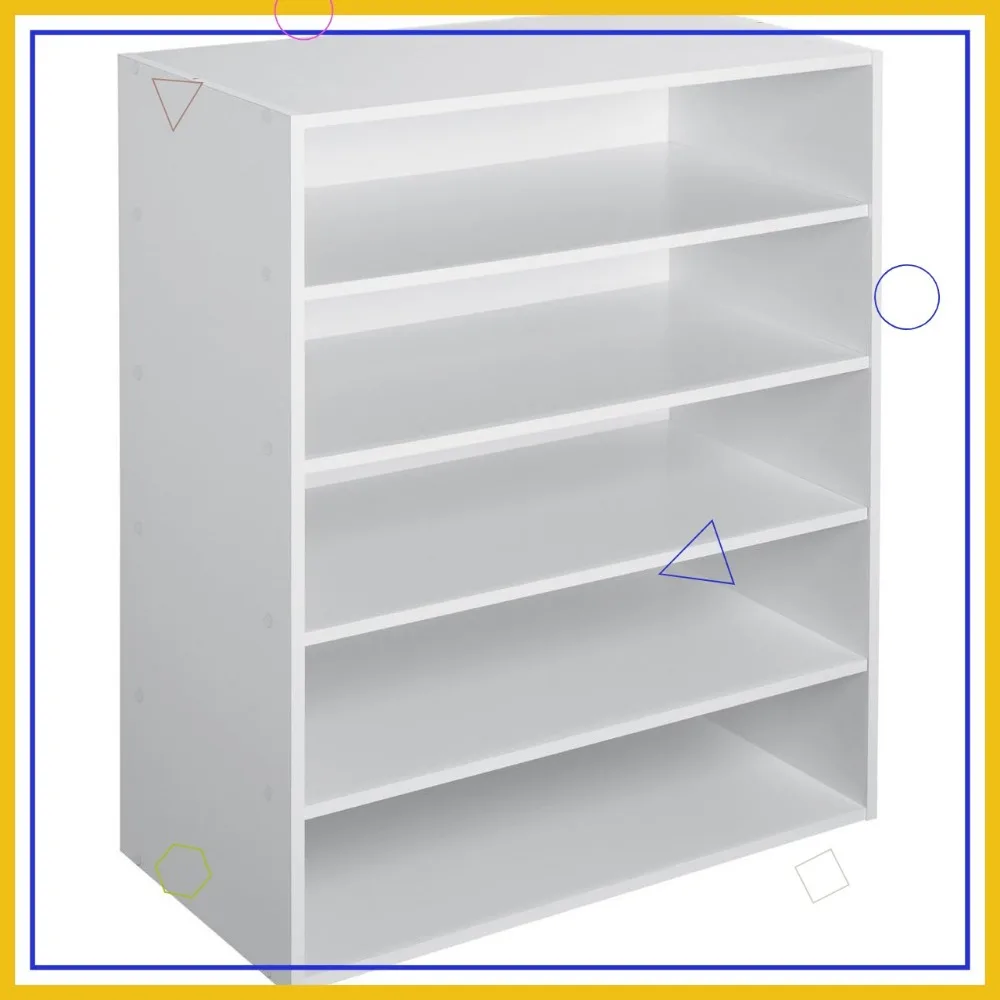 5-Shelf Stackable Shoe Organizer, White - Durable Laminate Storage Rack for Home