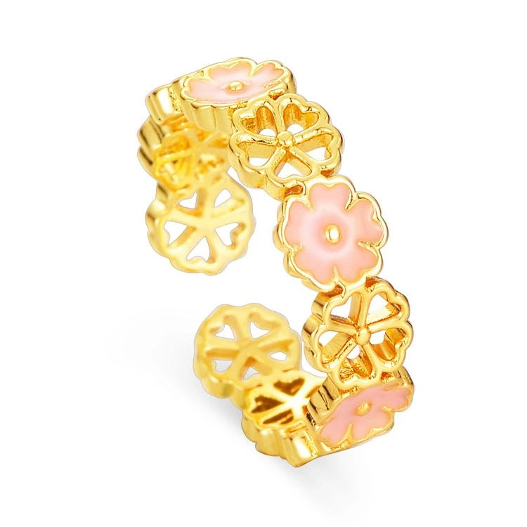 

Fashion 14k Color Hollow Cherry Blossom Ring for Women Bride Wedding Birthday Valentine's Day Women's Jewelry Ring Gifts