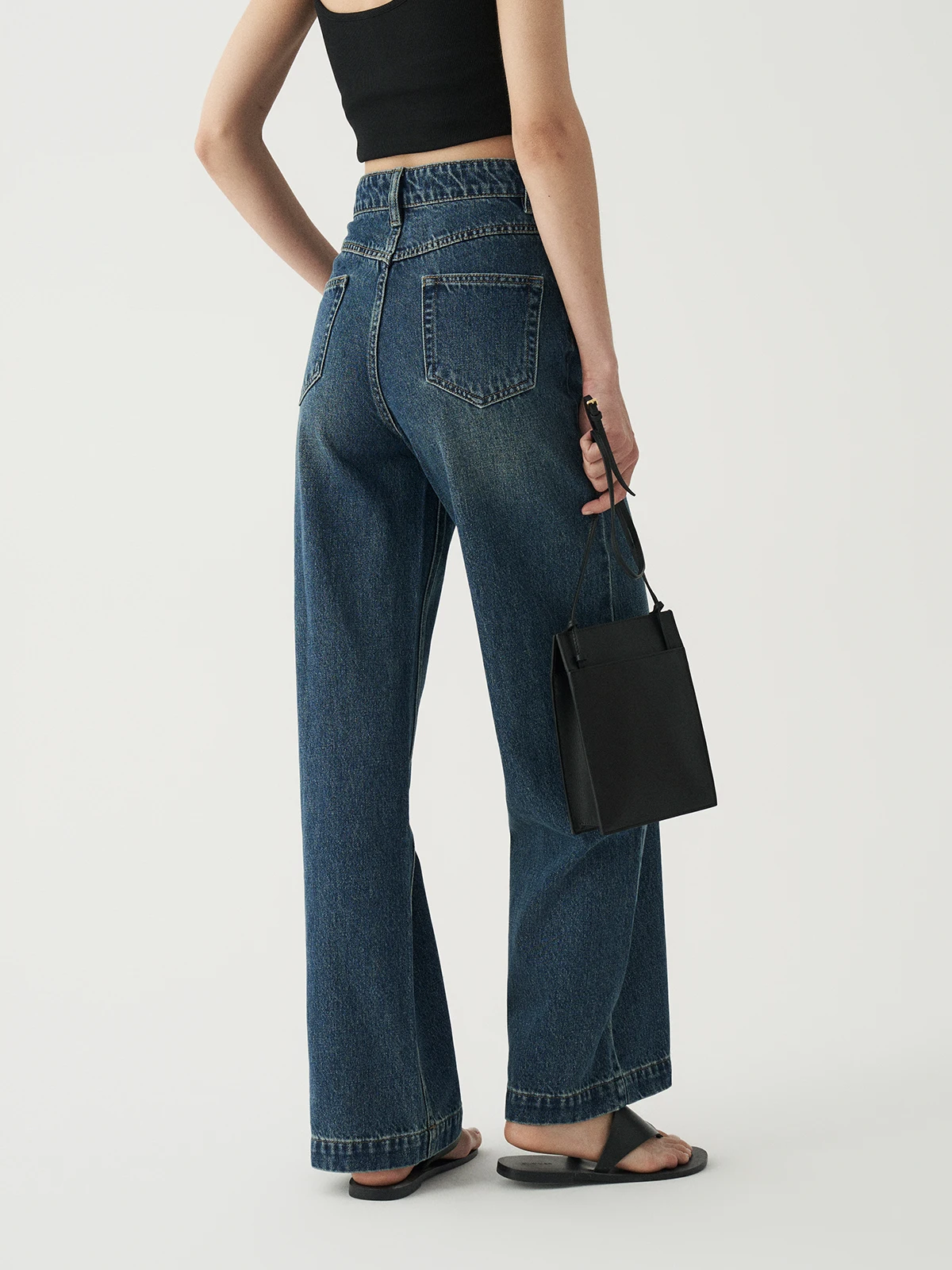 

High Waist Loose Jeans Women's Slim Straight Leg Jeans Durable Cotton Commute Style Zipper Closure Four Seasons Deep Color