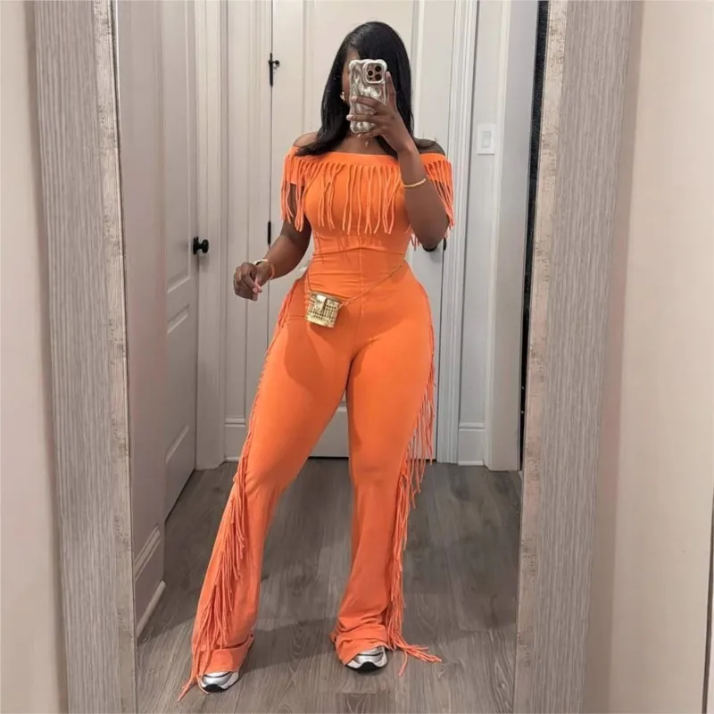 Tassel New In Matching Sets Solid Color 2 Pieces Set For Woman Two Piece Outfits Slim Simple Style All-match Commuting Casual