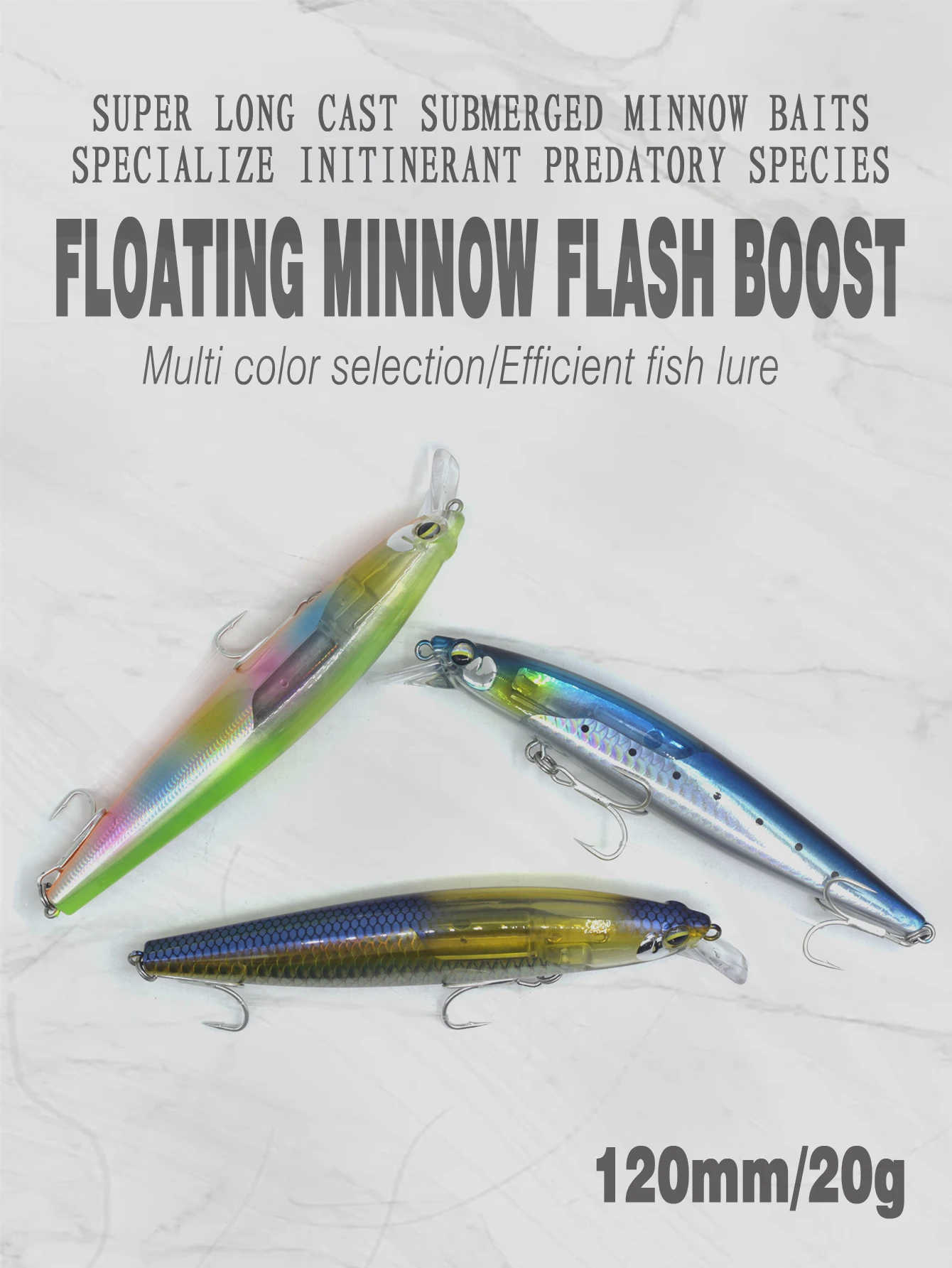 

120mm 20g Floating Minnow Professional Quality Fishing Lures with Flash Blade Hard Floating Wobblers Crankbait